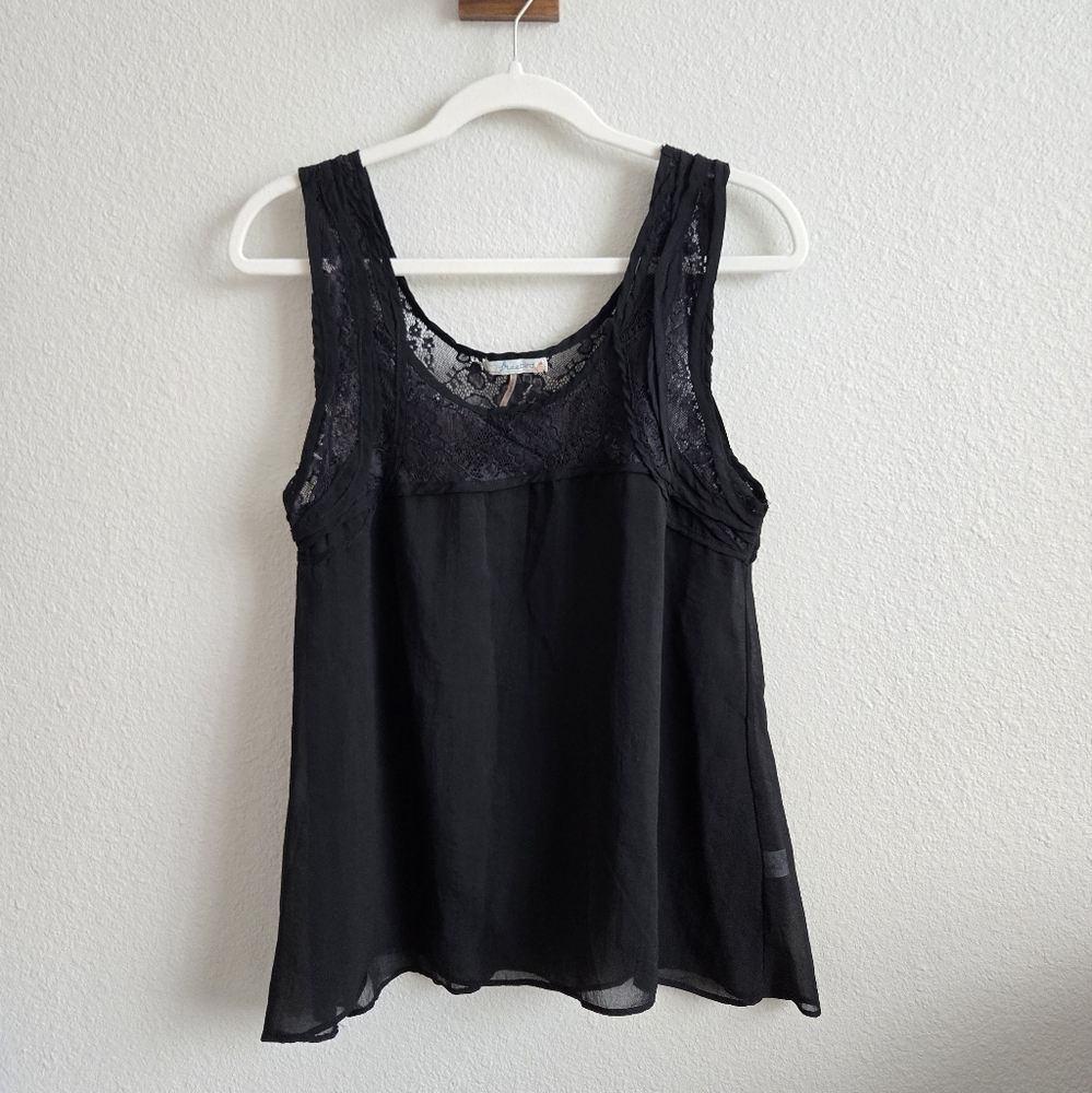 Freebird sheer black tank